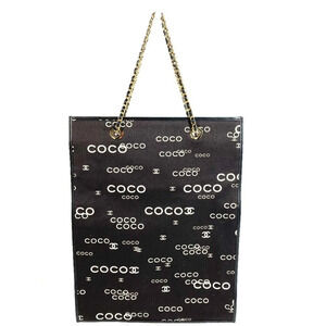 CHANEL Vintage Black Leather Logo Shoulder Bag
